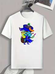 Cartoon Graffiti Print Men's Graphic T-shirt for Summer