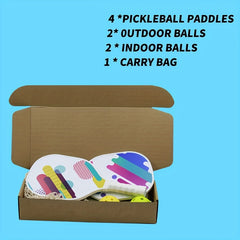 Pickleball Paddle Set Of 4 Paddles With Edge Guard And Rubber Ring