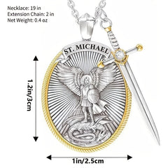 St. Michael Archangel Shield God Sword Necklace