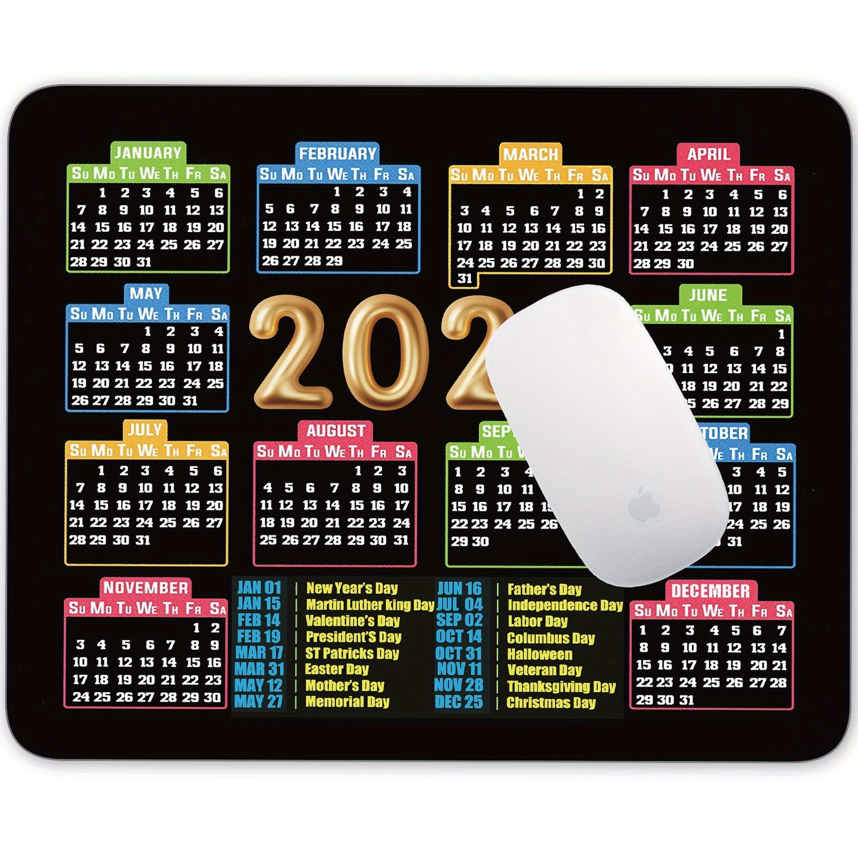Women's Calendar Mouse Pad Non-slip Rubber Mouse Mat for Office Computers