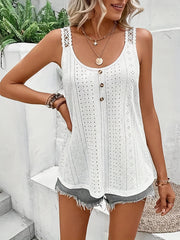Sexy Sleeveless Eyelet Tank Top for Women