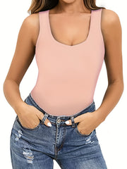 Solid Crew Neck Tank Top Casual Sleeveless Tank Top For Summer Women's Clothing