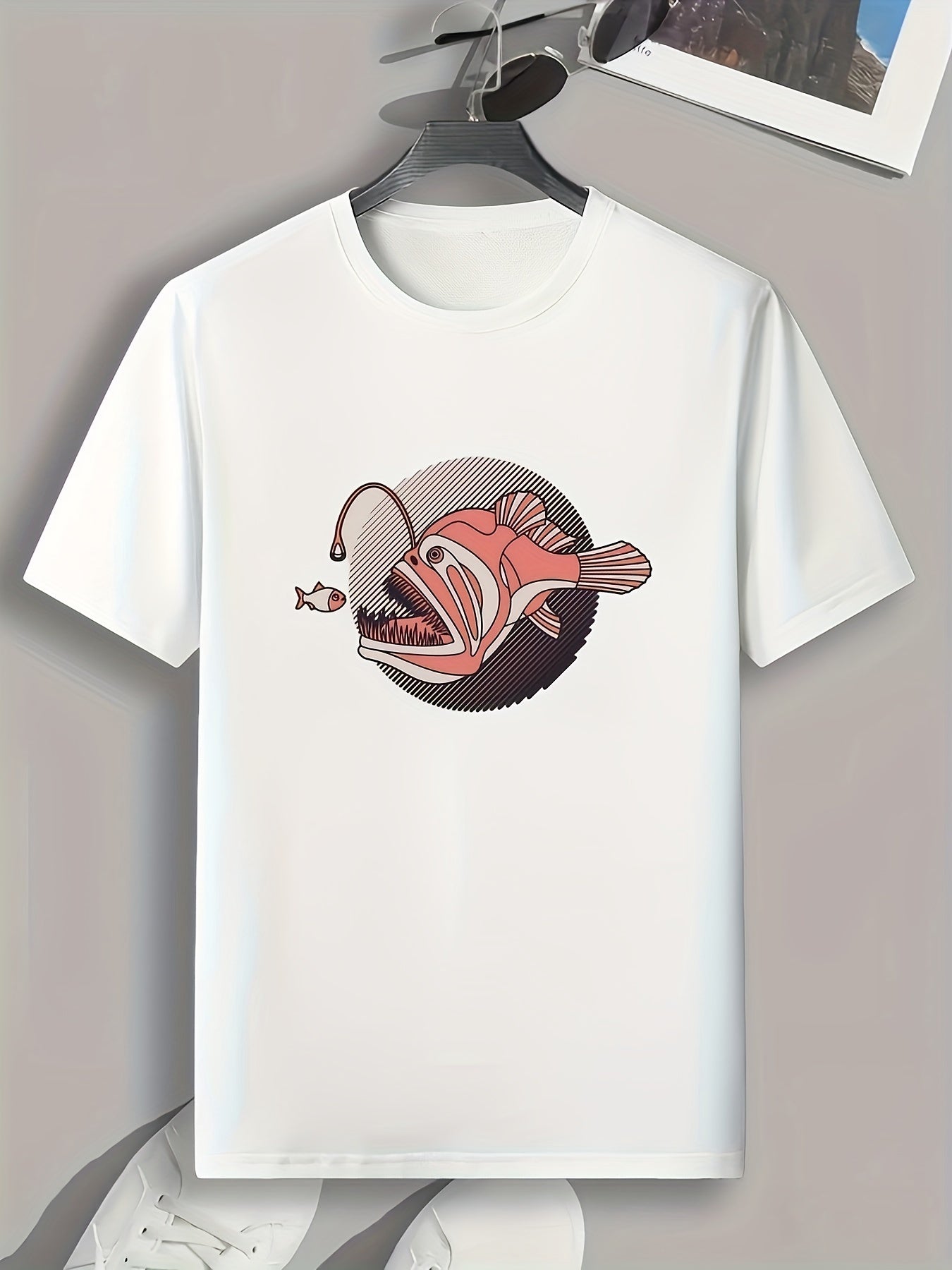 Fish Pattern Print Men's Sports T-shirt for Fitness Activities