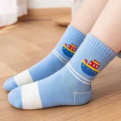 5 Pairs Kids Warm Cartoon Ships Pattern Socks