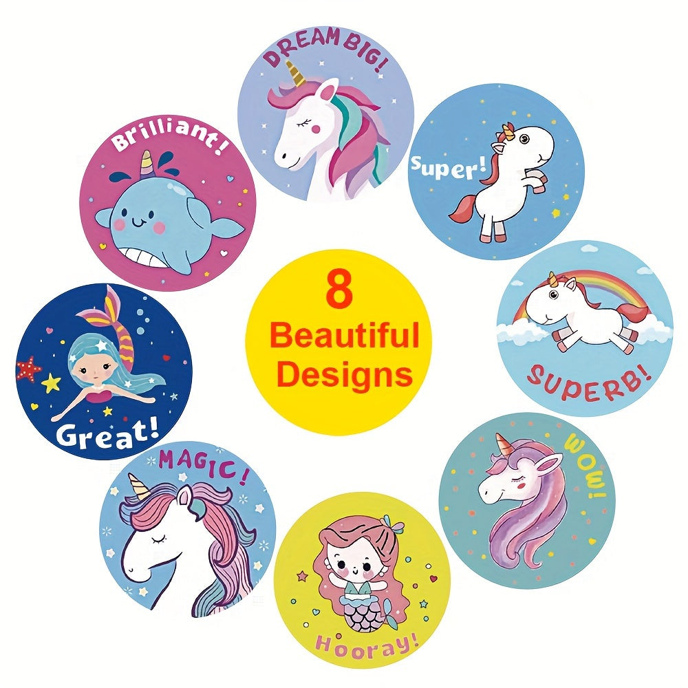 500pcs Cartoon Animal Unicorn Reward Sticker Teacher Encouragement Stationery