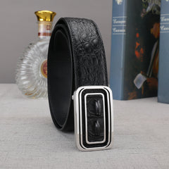 Men's Crocodile Pattern Cowhide Belt with Stainless Steel Buckle