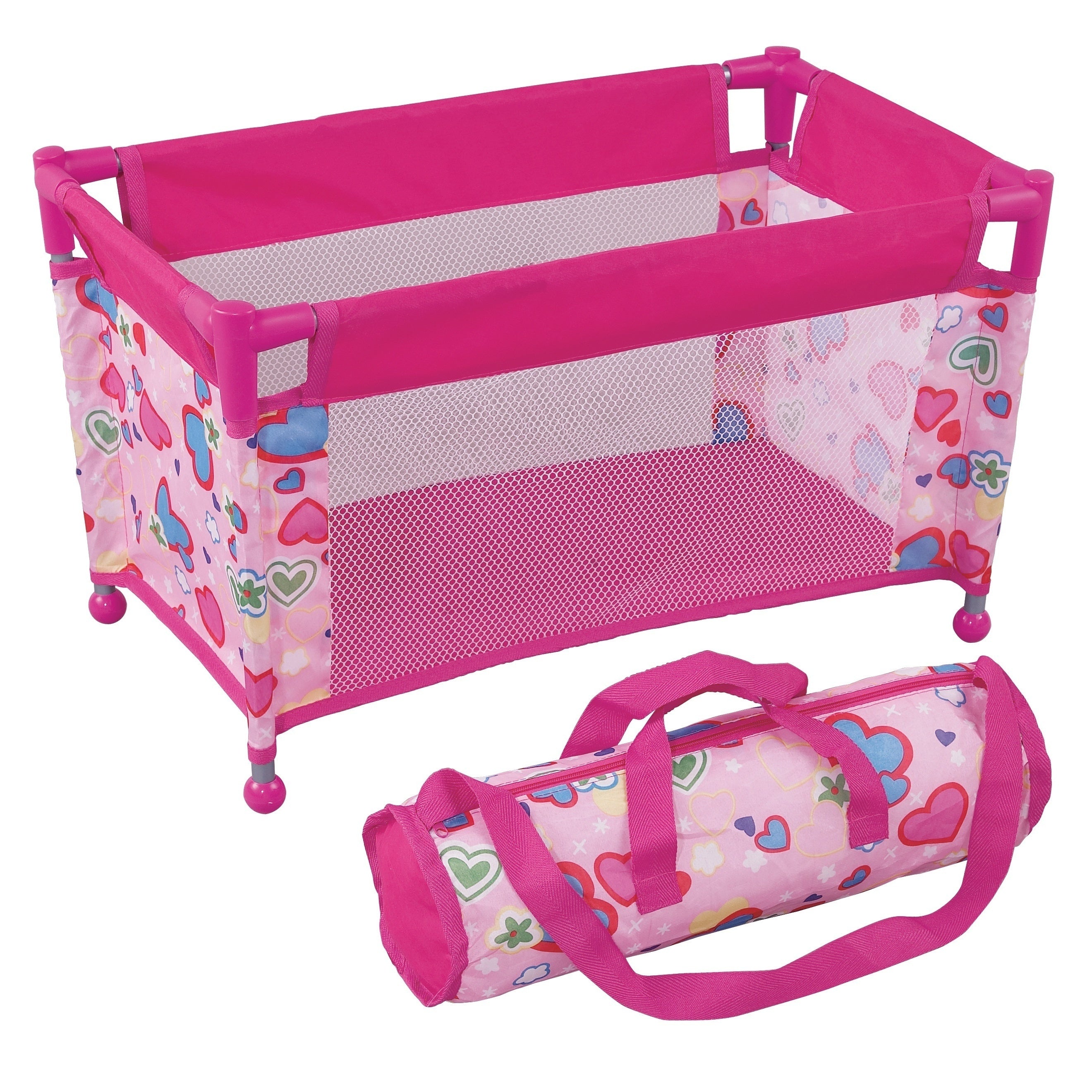 Metal Doll Playpen Baby Dolls Travel Cot Bed With Carry Bag For Kids Christmas