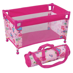 Metal Doll Playpen Baby Dolls Travel Cot Bed With Carry Bag For Kids Christmas