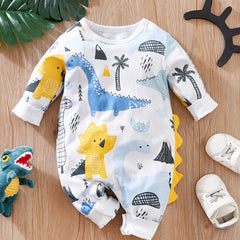 Dinosaur Print Romper Long Sleeve Jumpsuit for Baby