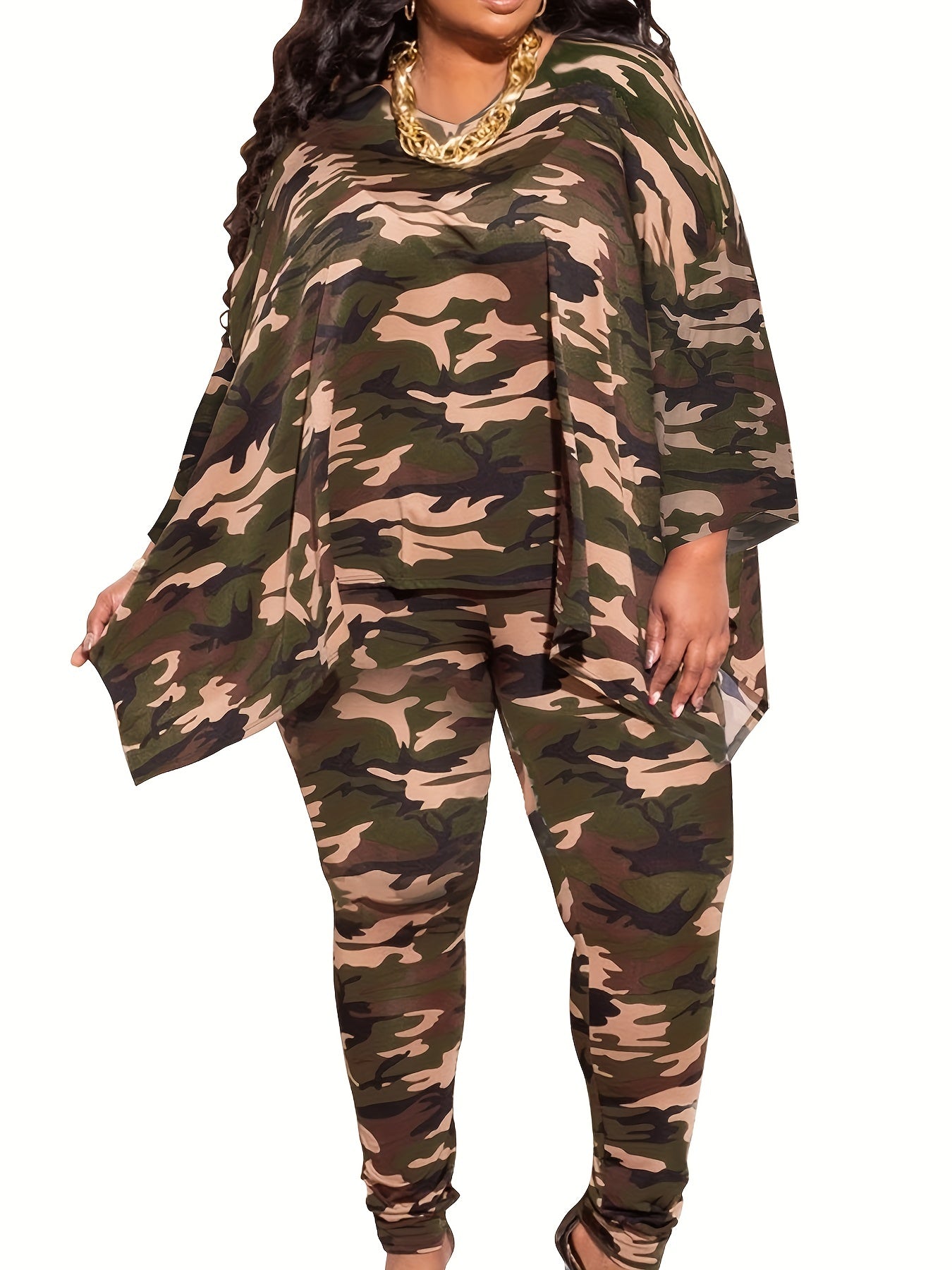 Leopard Print Bat Sleeve 2 Piece Set