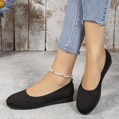Breathable Flying Woven Flat Shoes Slip On Walking Shoes Lightweight Solid