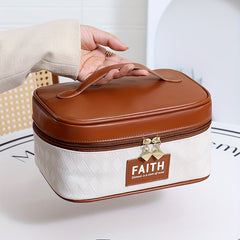 Plaid Pattern Square Makeup Bag Zipper Cosmetic Organizer