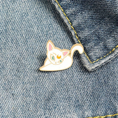 Cartoon Moon Cat Enamel Pin Brooch Clothing Jewelry