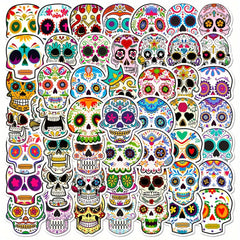 50pcs Painted Skull Stickers for Laptop Helmets Water Cup DIY Sticker Pack