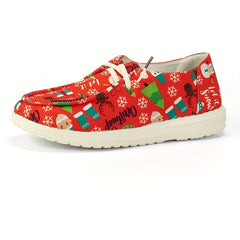 Christmas Print Slip On Skate Shoes Soft Comfortable Lightweight Sneakers