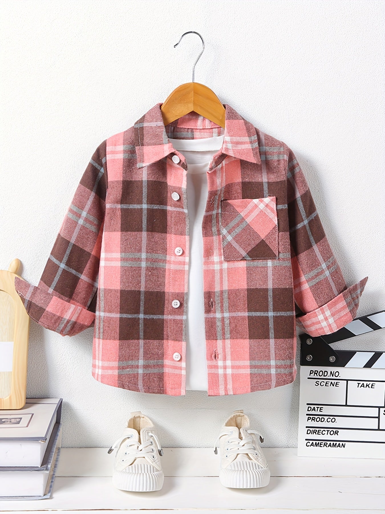 Plaid Shirt Button Down Lapel Long Sleeve Kids Clothes