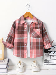 Plaid Shirt Button Down Lapel Long Sleeve Kids Clothes