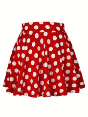 Polka Dot Print Flared Skirt High Waist Retro Style