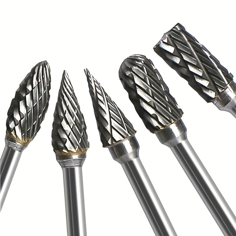 10pcs Carbide Burr Set for Rotary Tool 1/8 Shank 1/4 Grinding Head