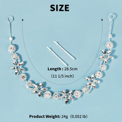 Crystal Silk Wedding Headband Rhinestone Bridal Hairpiece Silver