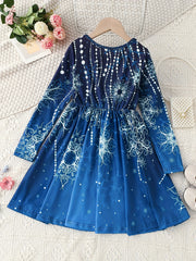Kid Girls' Bead & Floral Print A Line Dress