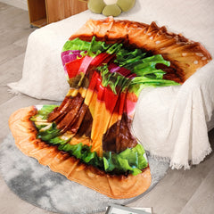 Soft Hamburger Pattern Blanket Warm Flannel Suitable All Seasons