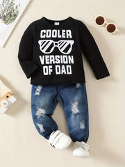 Toddler Boys Outfit COOLER VERSION OF DAD Long Sleeve Top & Jeans Set