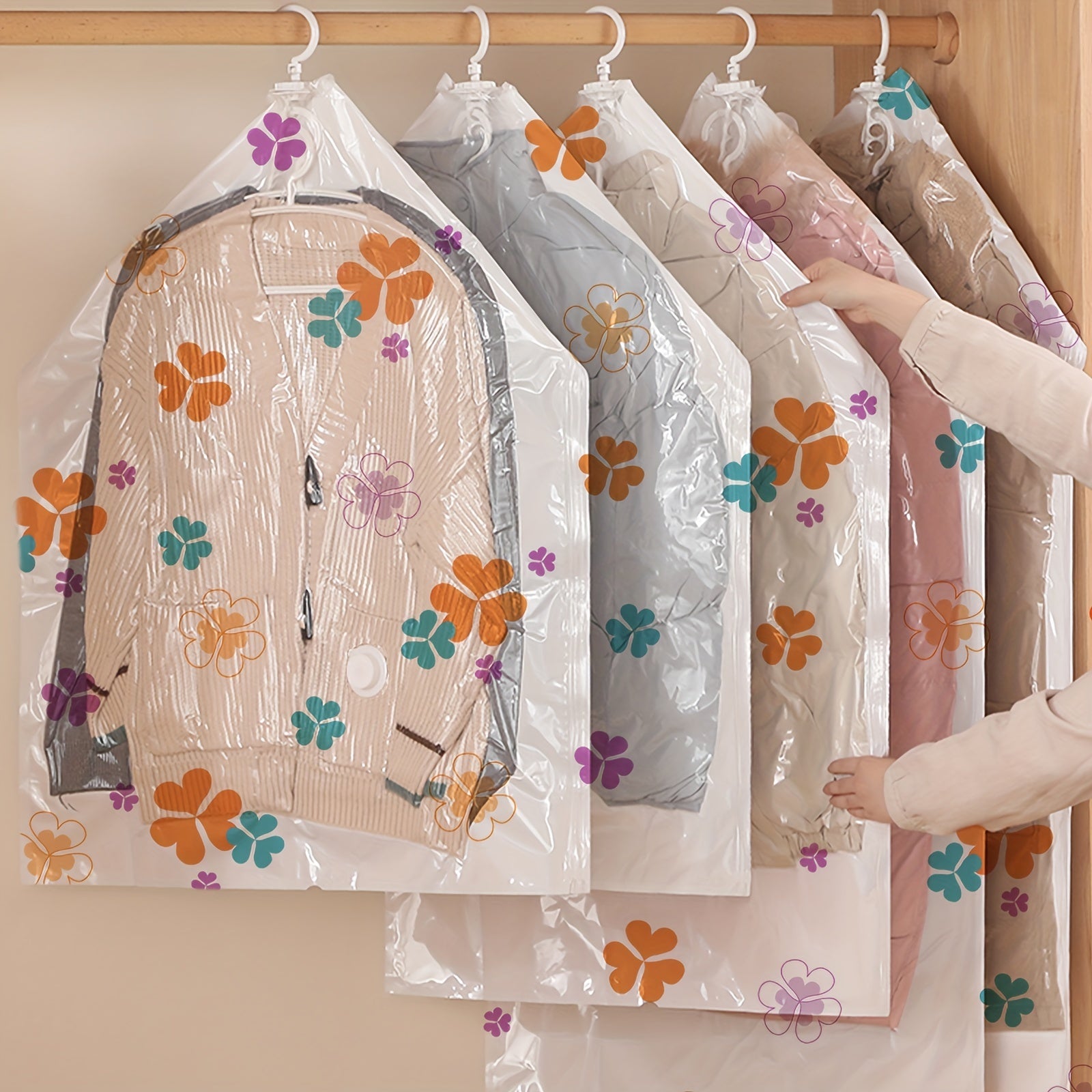 2pcs Hanging Vacuum Compression Storage Bags Clothes Suits Shirts