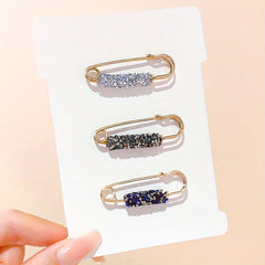 3pcs Rhinestone Brooch Safety Pin for Girls