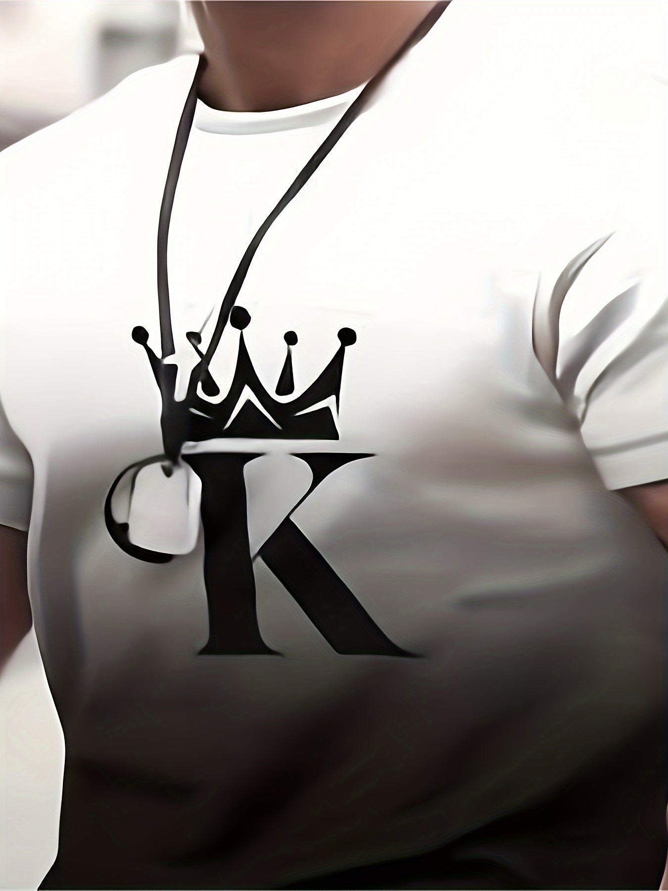 K&Crown Pattern Men's 2 Piece Outfits T-shirt & Drawstring Shorts Set