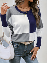Crew Neck Knit Pullover Sweater for Women