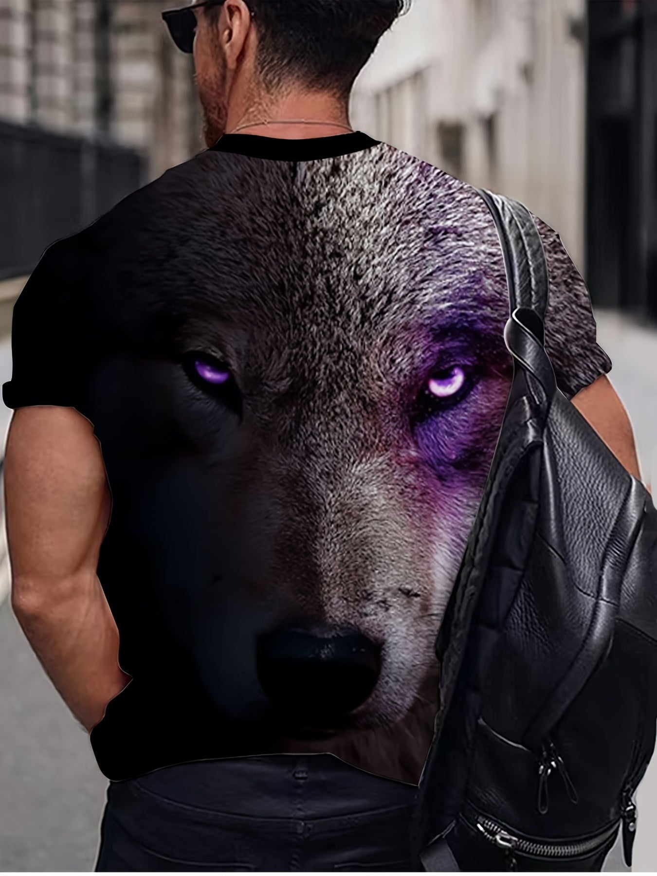 Wolf 3D Pattern Print Men's Short Sleeve T-Shirt Graphic Tee