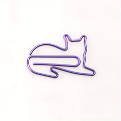 5pcs Colored Cat Paper Clip Animal Shaped Creative Curved Needle