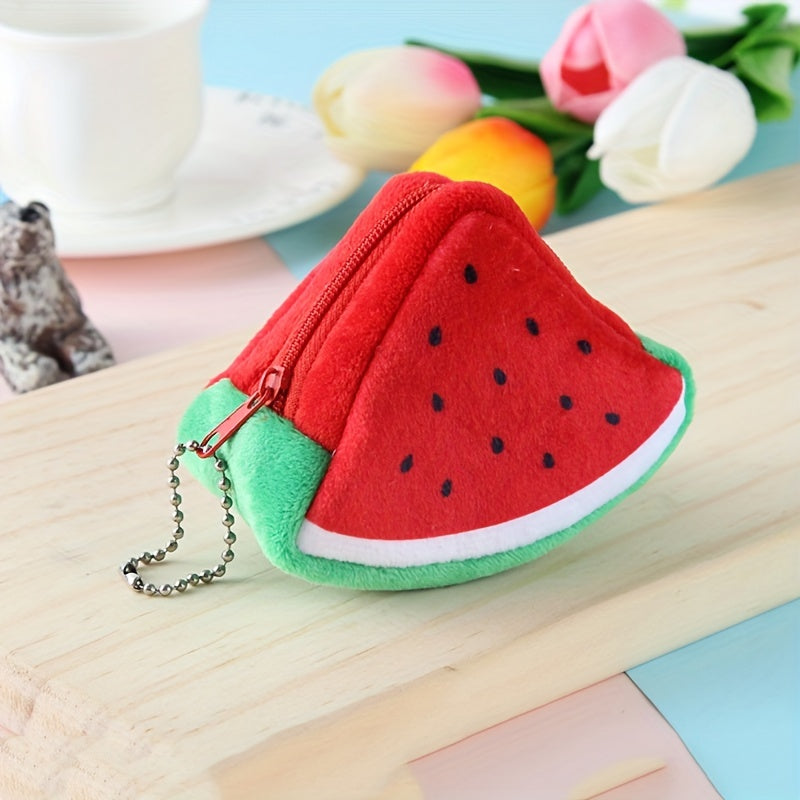 Plush Triangle Fruit Coin Purse Wallet Storage Bag - Holiday Gift