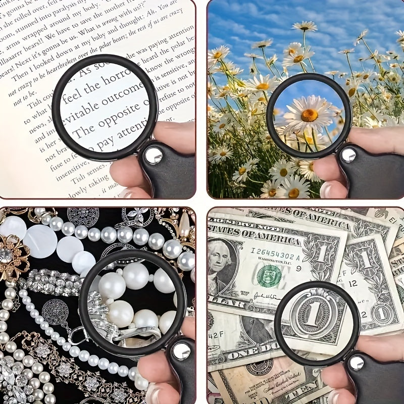 Mini 6X Glass Lens Folding Magnifying Glass with Protective Cover