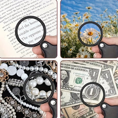 Mini 6X Glass Lens Folding Magnifying Glass with Protective Cover