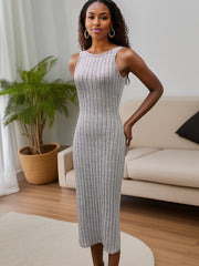 Backless Spaghetti Sweater Dress Crew Neck Bodycon Sweater Cami Dress