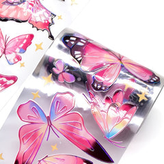 Butterfly Stickers Roll DIY Ice Crystal Transparent Stickers 2 Meters