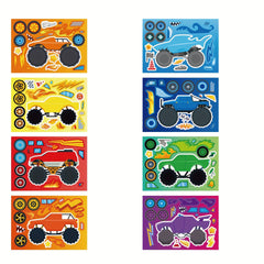 8pcs Engineering Vehicle Puzzle Stickers Youngsters's Toy Stickers