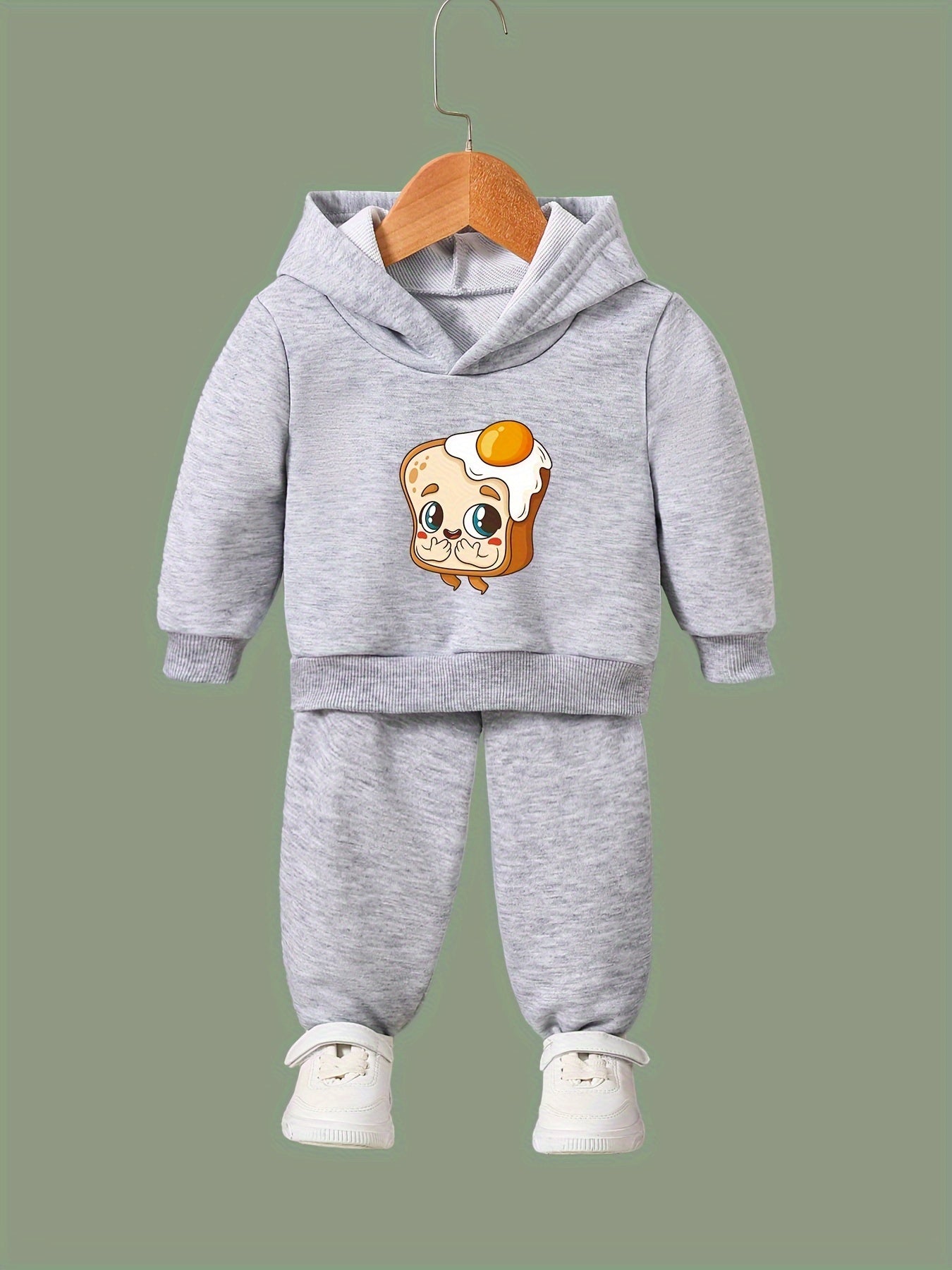OERYUI Kids 2pcs Activewear Set Bread Print Hoodies Pants Spring Fall Sports