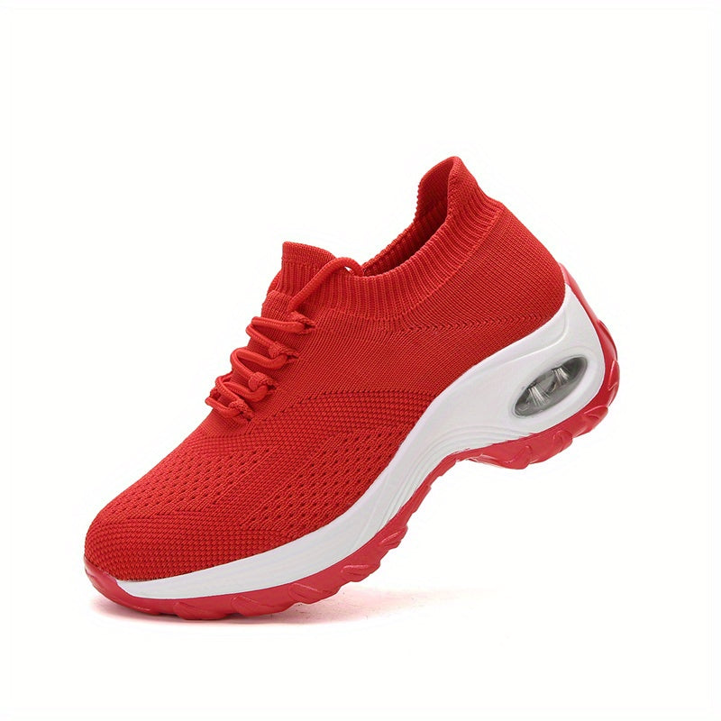 Women's Air Cushion Mesh Sneakers Breathable Lace Up Running Shoes