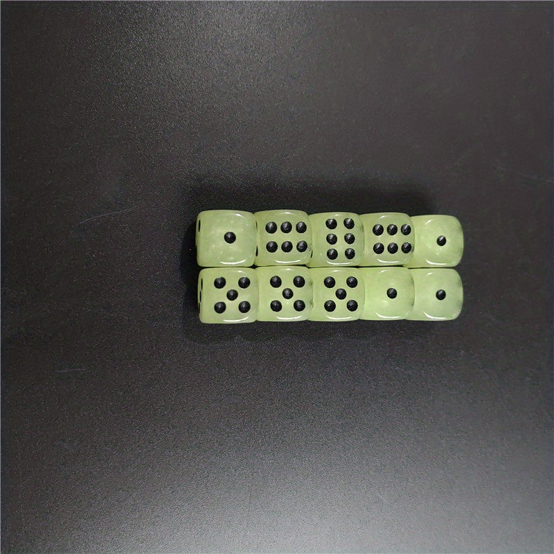 10pcs Glow in the Dark Dice Set 14mm Rounded Dot for Nightclubs Bars KTVs