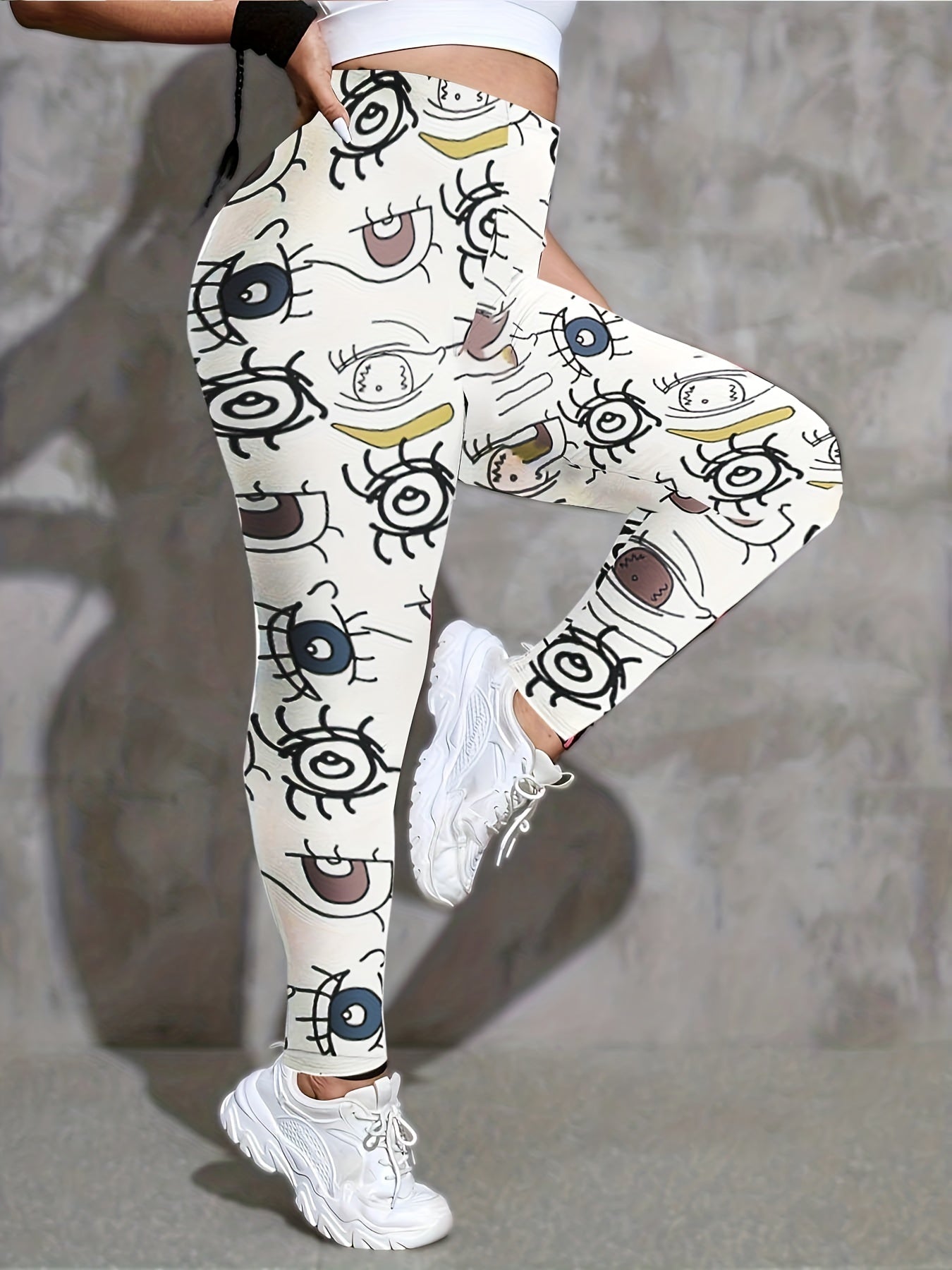 Women's Funny Eyes Print Yoga Leggings