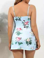 Floral Print Nightdress V Neck Spaghetti Strap Sleep Dress Women's Sleepwear