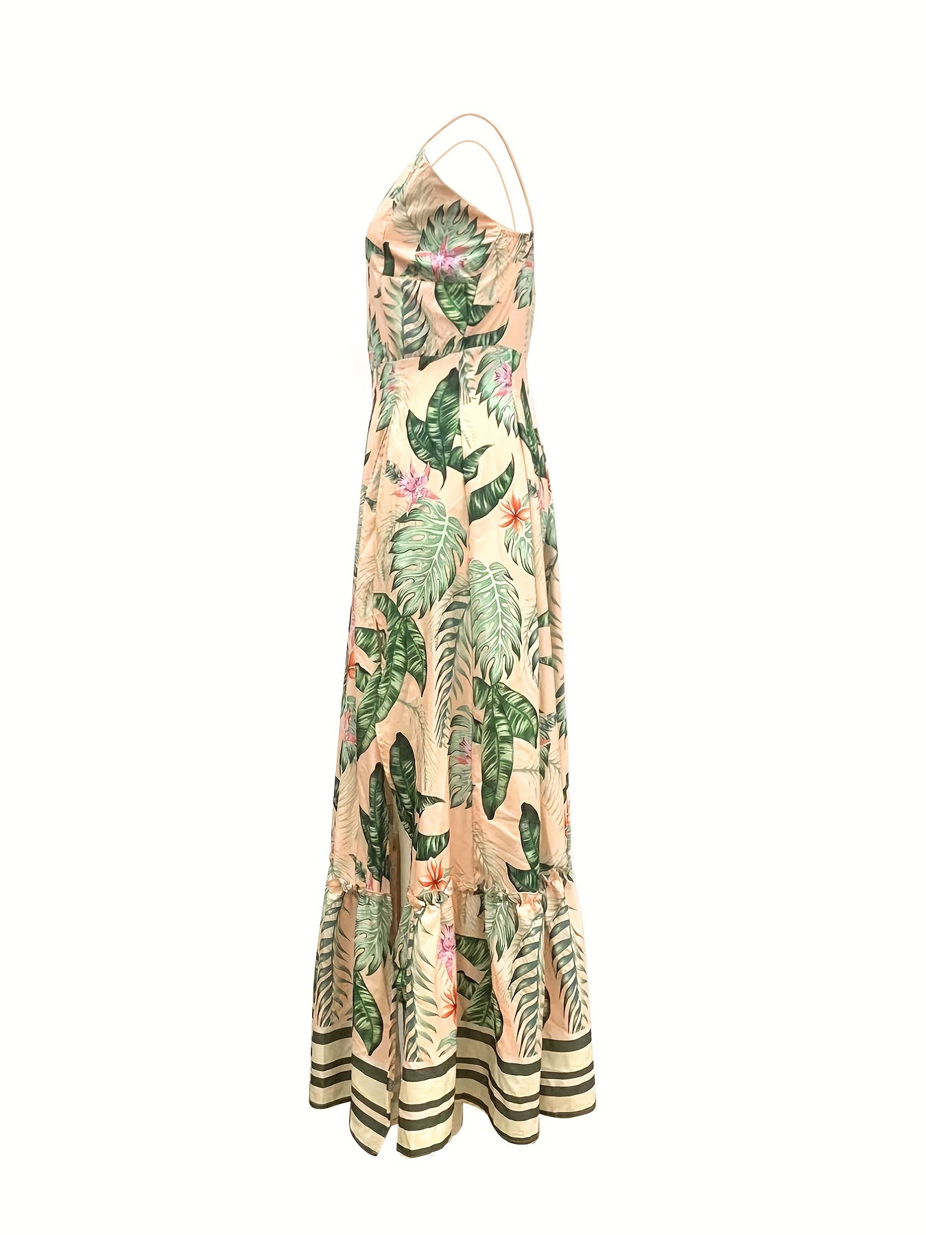 Vintage Plants Print Maxi Dress Sleeveless Cami