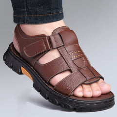 Men's Open Toe Hook And Loop Sandals Non Slip Comfortable Beach Shoes Summer