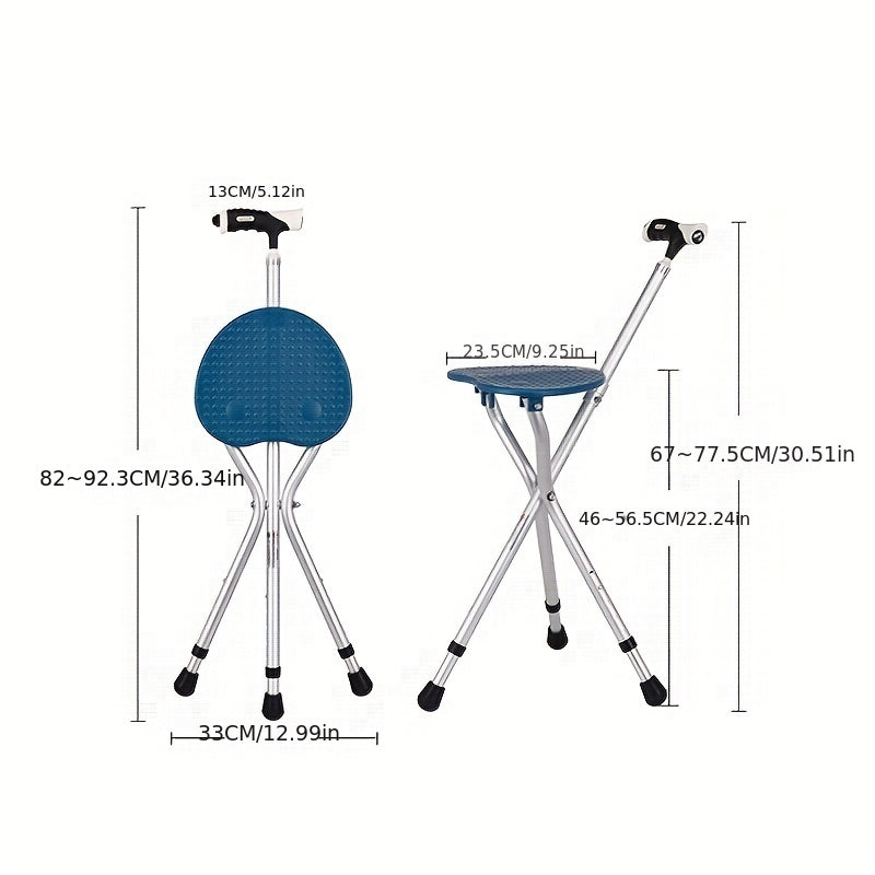 Portable Folding Walking Stick Chair for Elderly Adjustable Cane Stool