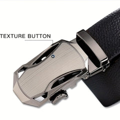 Men's Leather Edging Sports Car Style High Waist Pants Belt