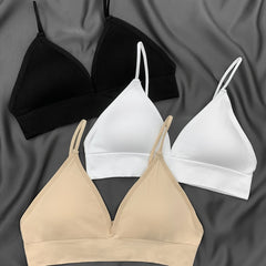 3 Pcs Solid Triangle Bras No Steel Ring Padded