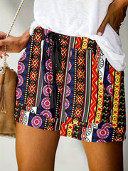 Paisley Print Drawstring Shorts for Women